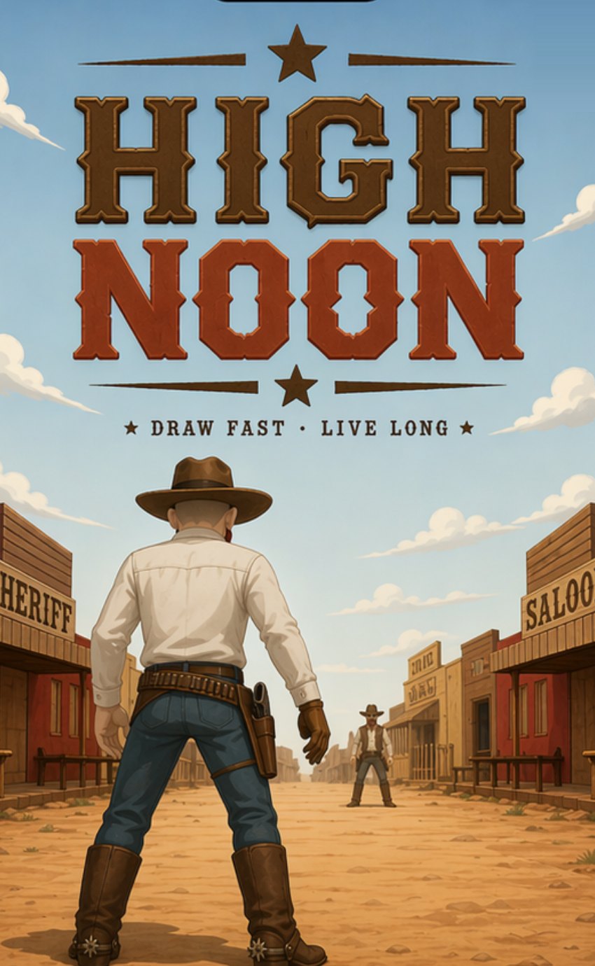 High Noon — a sheriff faces an outlaw in a dusty western street. Draw fast, live long.